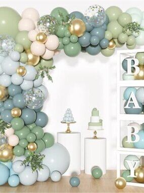 Baby Shower Balloon Decorations Blue Green Balloon Arch Kit Gender Reveal Party